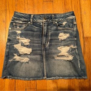 American Eagle Next Level Stretch Hi Rise Distressed Mini Skirt Size 6